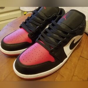 Men's Nike Air Jordan 1 Low White/Black -Varsity Red Bred Toe Shoes 12
